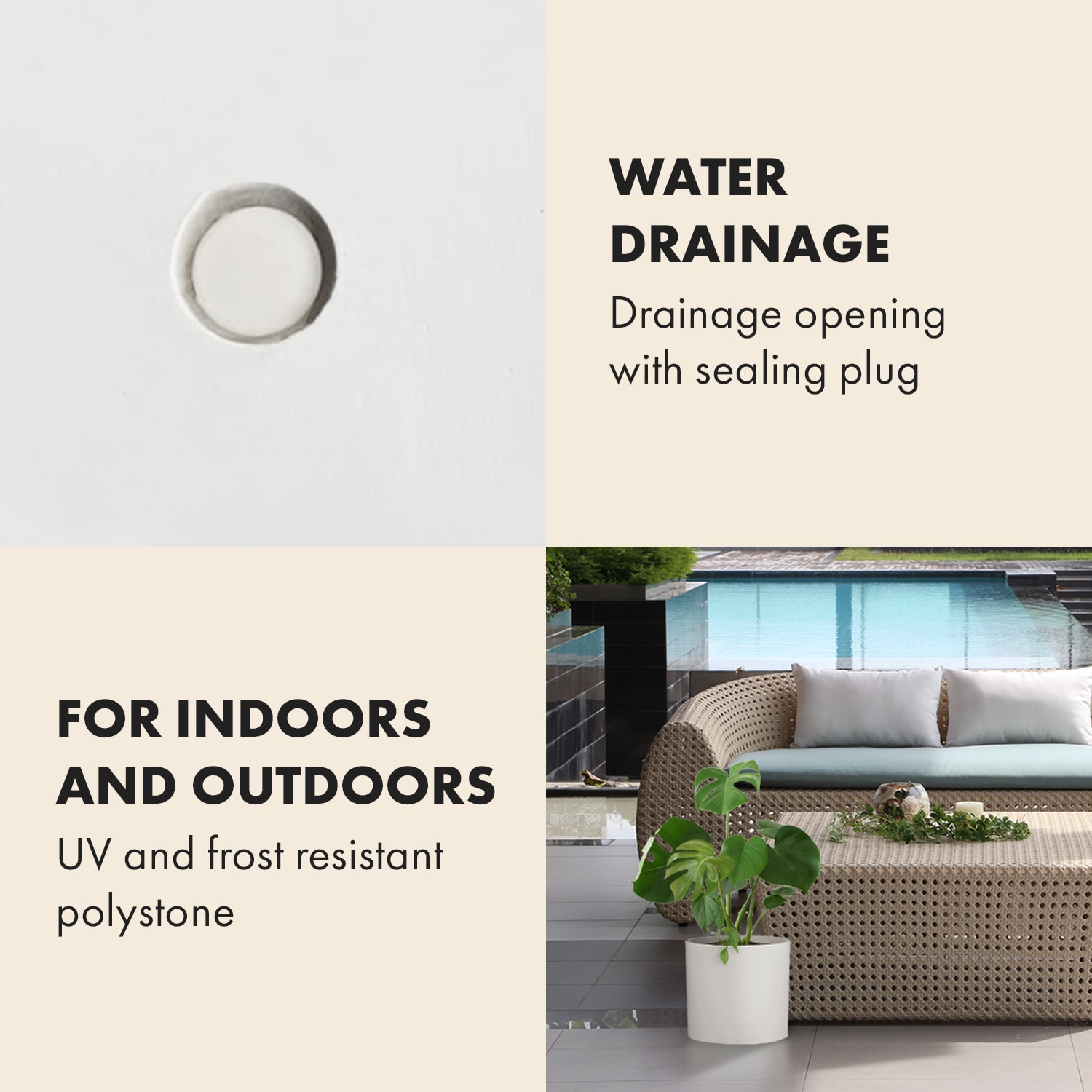 Fox & Fern Venlo, kvetináč, Polystone, interiér a exteriér, 3 veľkosti – Obrázok 3