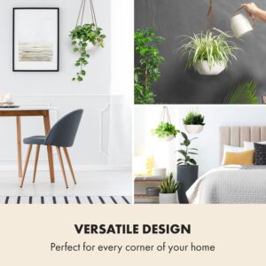 Blumfeldt Laren, závesný kvetináč, Ø 28 cm, Polystone, s prírodnými lanami, súprava 2 kusov