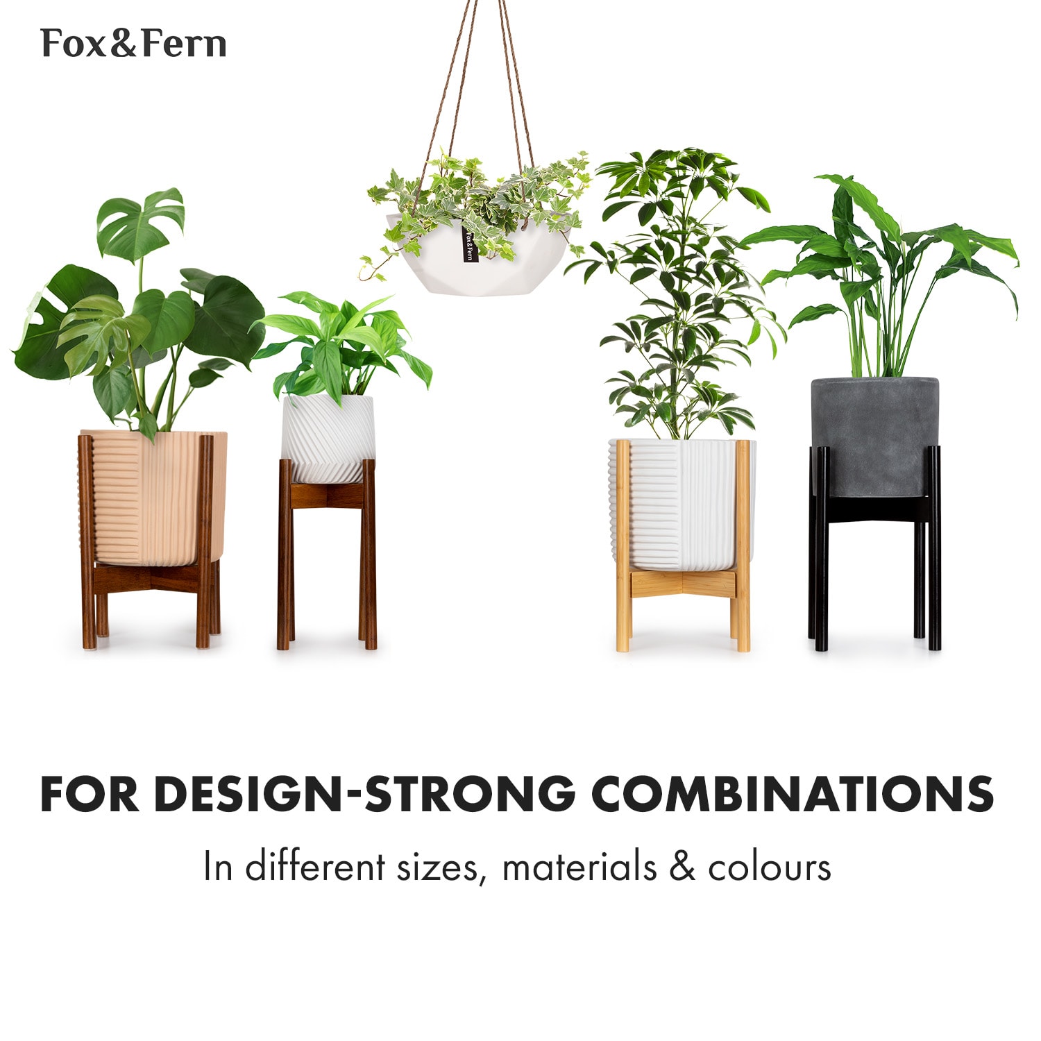 Blumfeldt Laren, závesný kvetináč, Ø 28 cm, Polystone, s prírodnými lanami, súprava 2 kusov – Obrázok 5