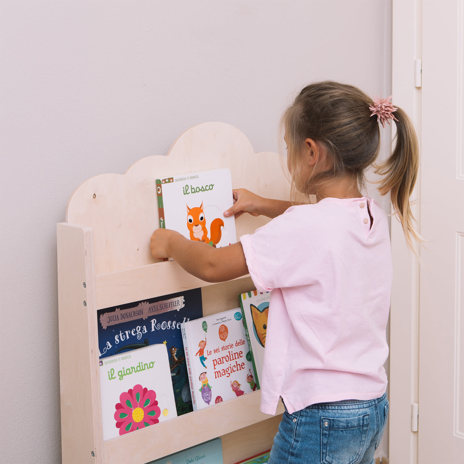Mobli Dotty, Natural Haus, detský regál na knihy, Montessori, multiplex, 60 × 95 × 13 cm