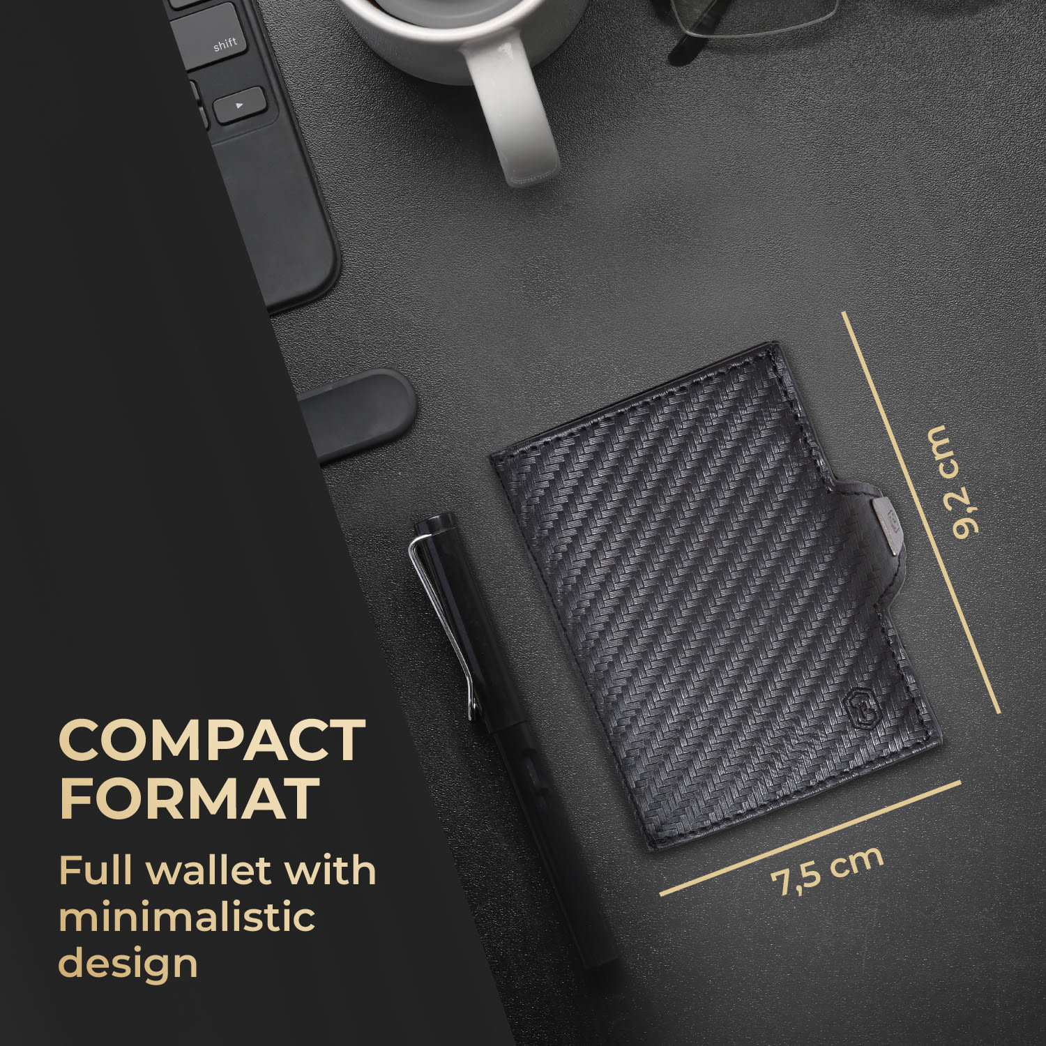 Slimpuro TRYO Slim Wallet 5 kariet vrecko na mince, 9,2 x 2,2 x 7,5 cm (Š x V xH), ochrana RFID – Obrázok 3