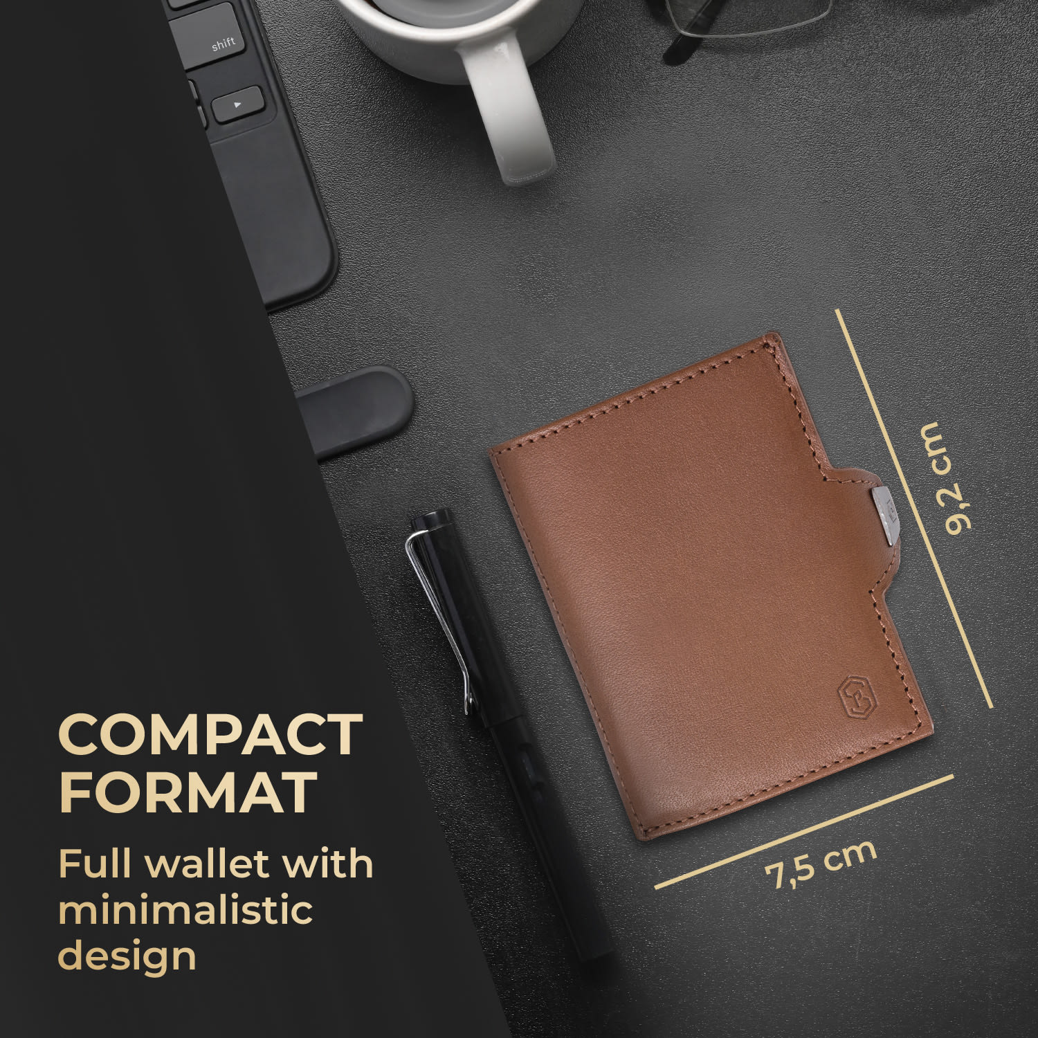 Slimpuro TRYO Slim Wallet 5 kariet vrecko na mince, 9,2 x 2,2 x 7,5 cm (Š x V xH), ochrana RFID – Obrázok 3
