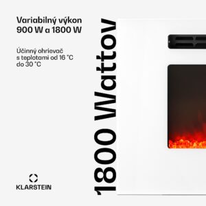 Klarstein Galeras, elektrický nástenný a vstavaný krb, 1800 W, LED, 3 farby, časovač