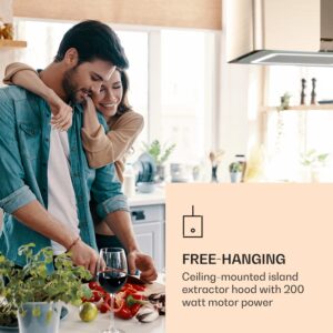 Klarstein Futurelight Smart, digestor, 42 cm, ostrovčekový, 420 m³/h, LED, nehrdzavejúca oceľ, čierny