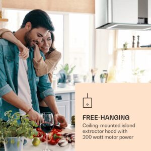 Klarstein Futurelight Smart, digestor, 42 cm, ostrovčekový, 420 m³/h, LED, nehrdzavejúca oceľ, čierny