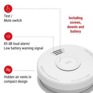 SHD by oneConcept Detektor dymu DOF19, plast, výstražný signál: 85 dB, 9V na batérie