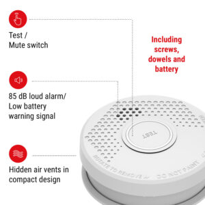 SHD by oneConcept Detektor dymu DOF29, plast, výstražný signál: 85 dB, 9V na batérie