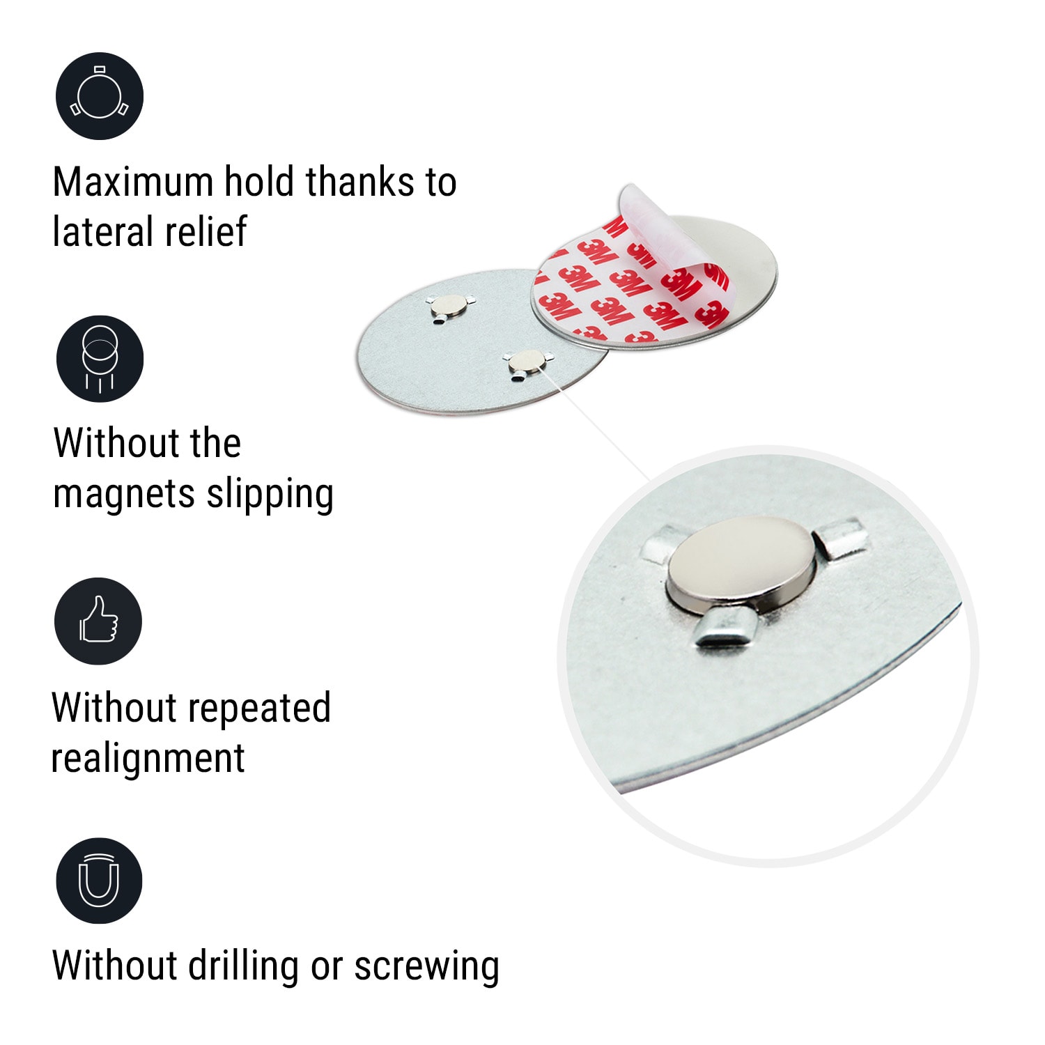 SHD by oneConcept Magnetic mount, Magnetický držiak pre detektory dymu, od Ø 7 cm samolepiaci,
