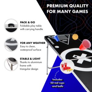 BeerCup Baseliner, súprava so stolom na beer pong, audio, držadlá, držiak na loptičky, 6 loptičiek