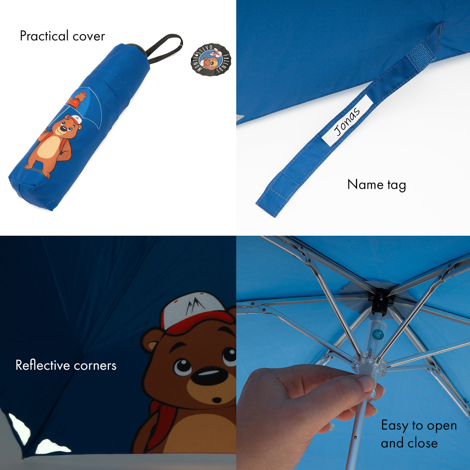 Monte Stivo Votna, detské dáždniky, 90 cm Ø, reflexné, skladacie – Obrázok 2