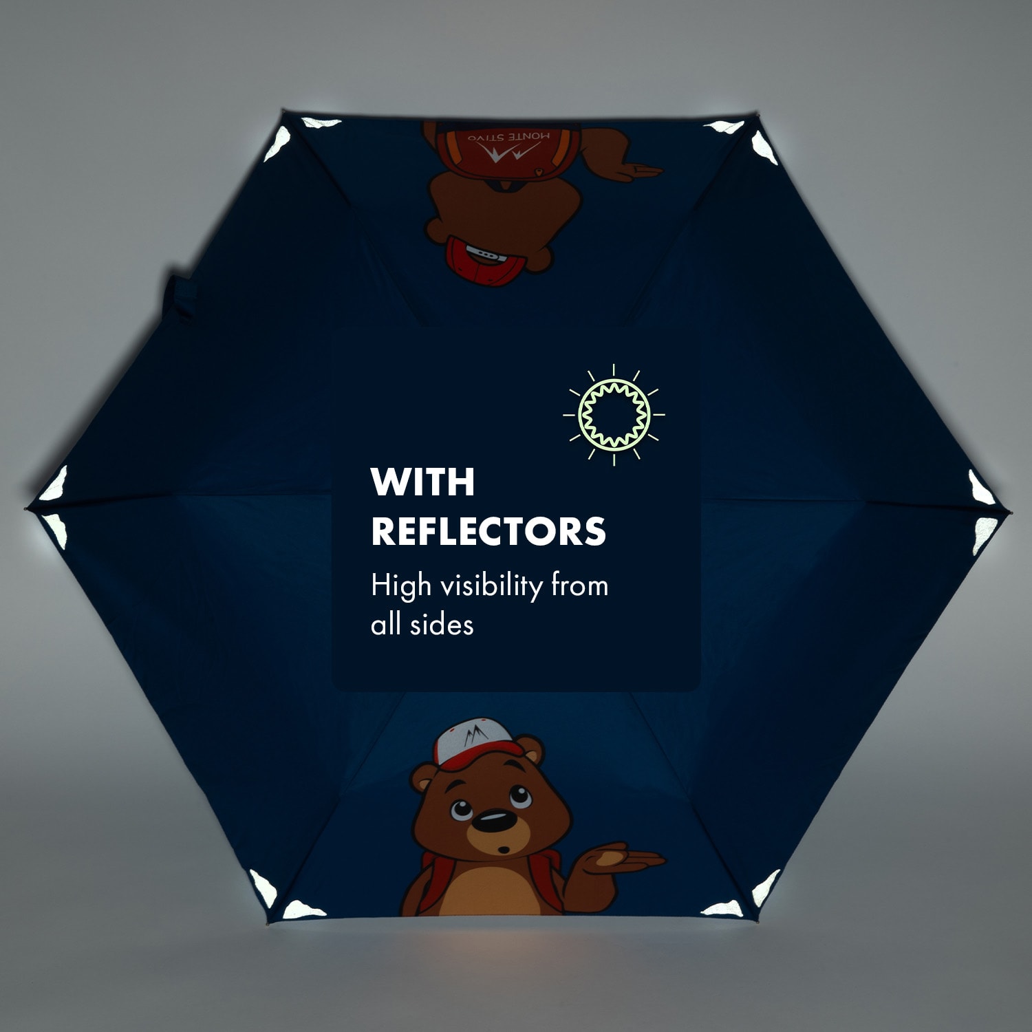 Monte Stivo Votna, detské dáždniky, 90 cm Ø, reflexné, skladacie – Obrázok 4