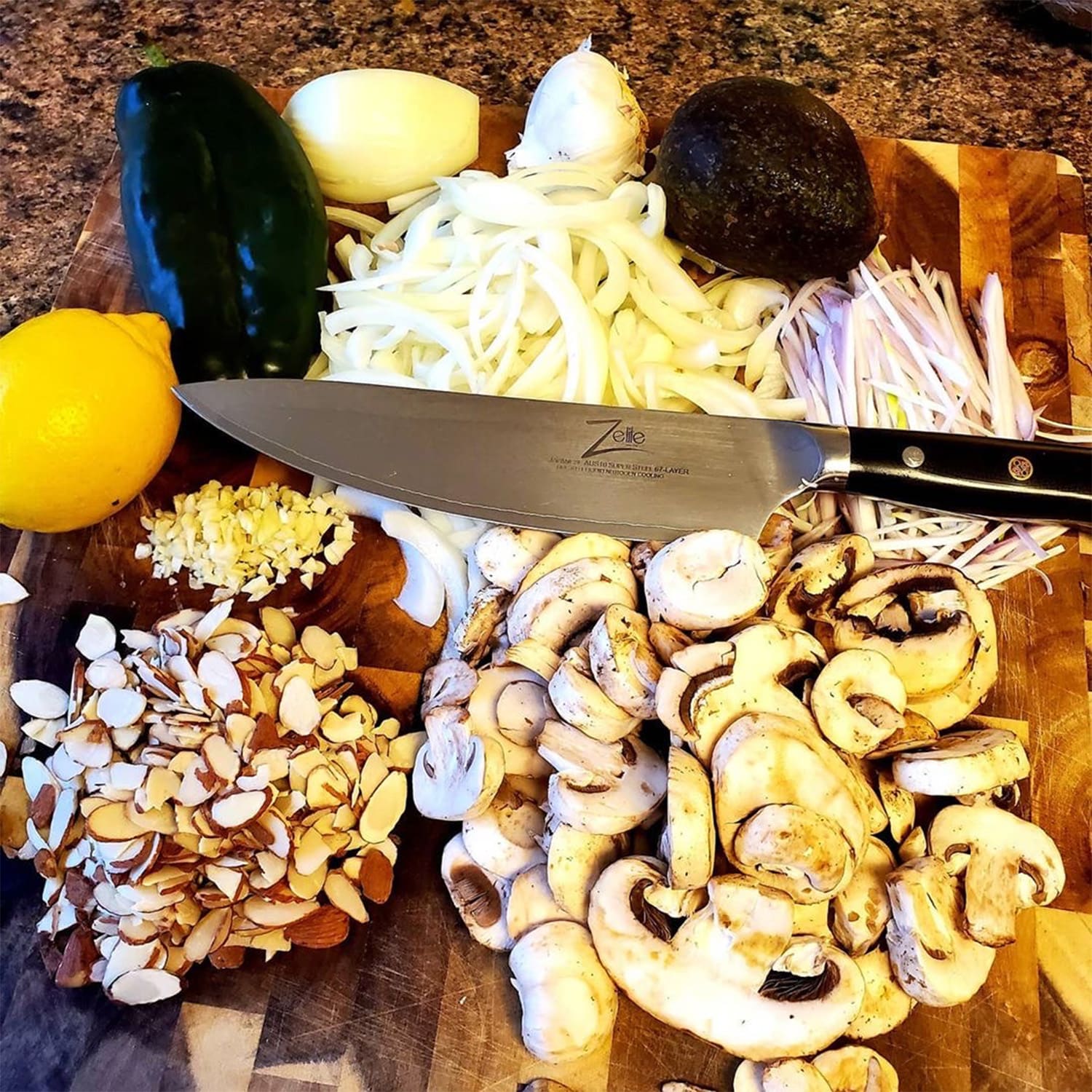 Zelite Infinity by Klarstein Alpha-Royal Japanese Series, 8" nôž šéfkuchára, damašková oceľ – Obrázok 3