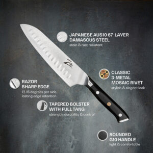 Zelite Infinity by Klarstein Alpha-Royal Japanese Series, 7" nôž santoku, damašková oceľ