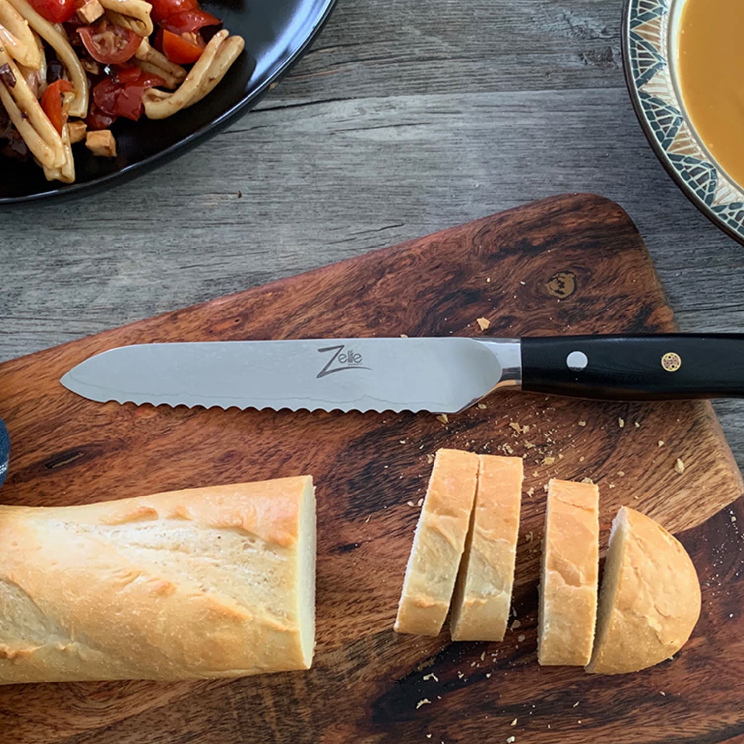 Zelite Infinity by Klarstein Alpha-Royal Japanese Series, 5,5" univerzálny nôž, zúbkovaný okraj, damašková oceľ – Obrázok 2