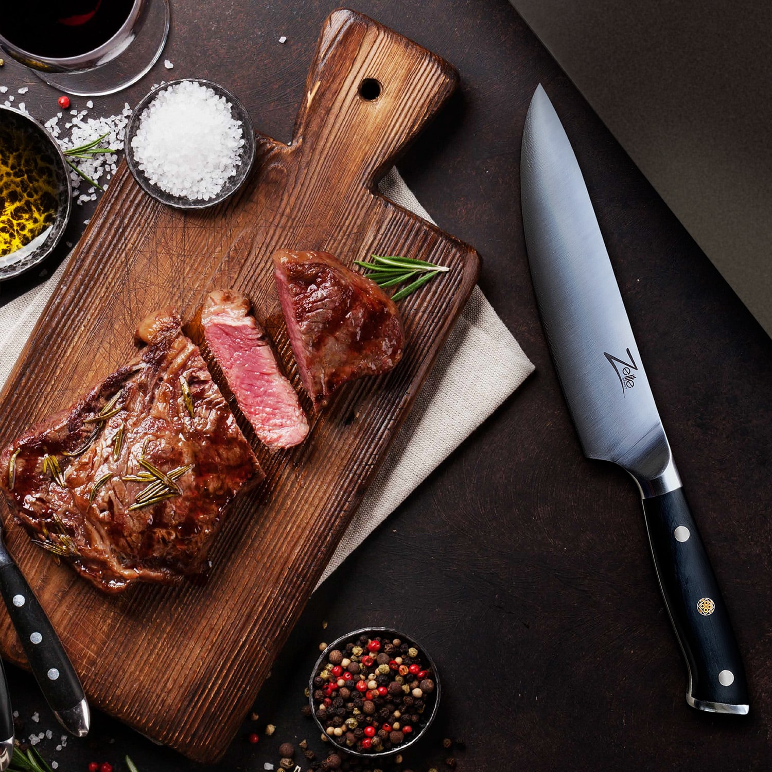 Zelite Infinity by Klarstein Alpha-Royal German 5", nôž na steaky, 56 HCR, nehrdzavejúca oceľ – Obrázok 3