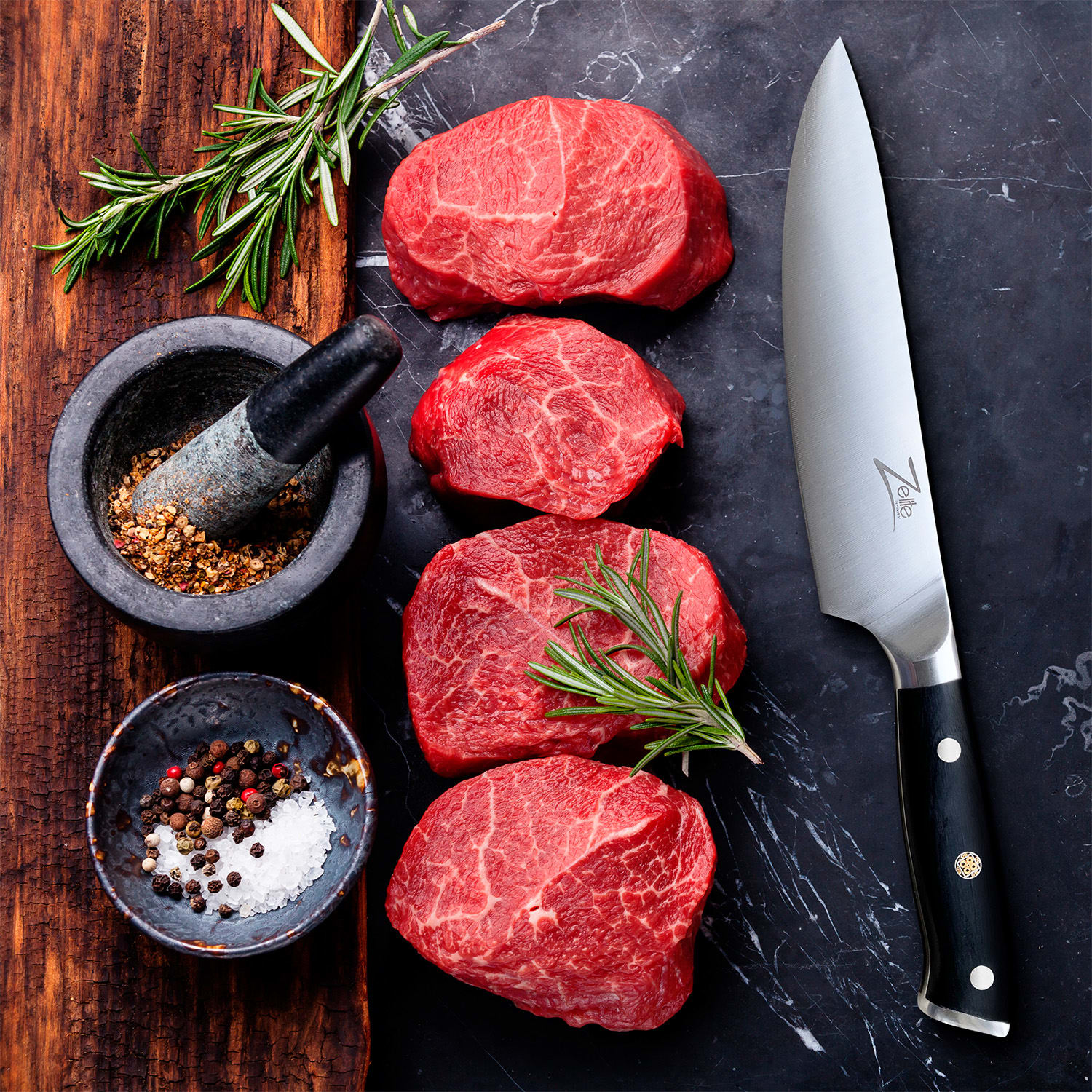 Zelite Infinity by Klarstein Alpha-Royal German 5", nôž na steaky, 56 HCR, nehrdzavejúca oceľ – Obrázok 4