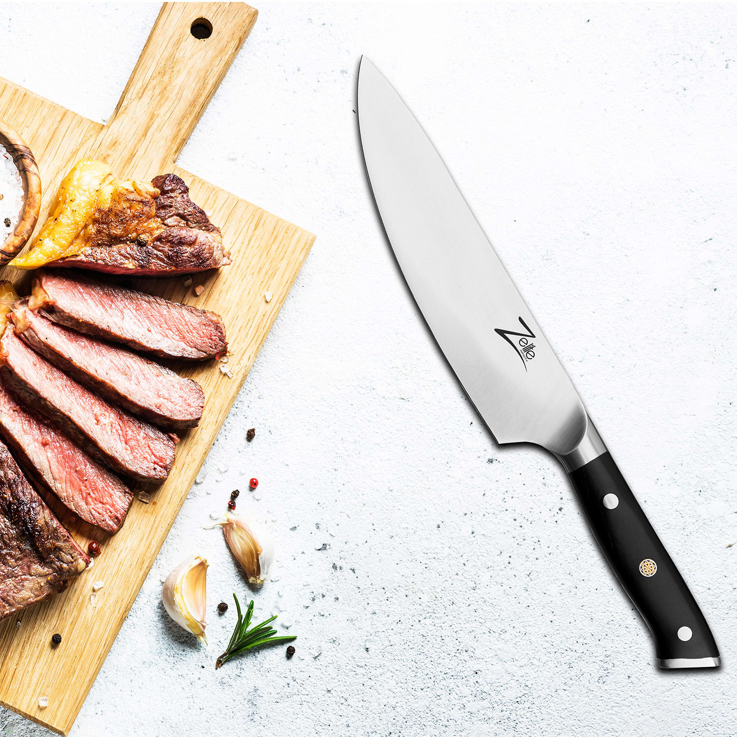 Zelite Infinity by Klarstein Alpha-Royal German 5", nôž na steaky, 56 HCR, nehrdzavejúca oceľ – Obrázok 5