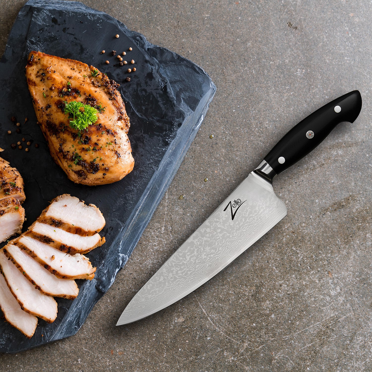 Zelite Infinity by Klarstein Executive-Plus, 8" kuchársky nôž, 61 HRC, nehrdzavejúca oceľ – Obrázok 4
