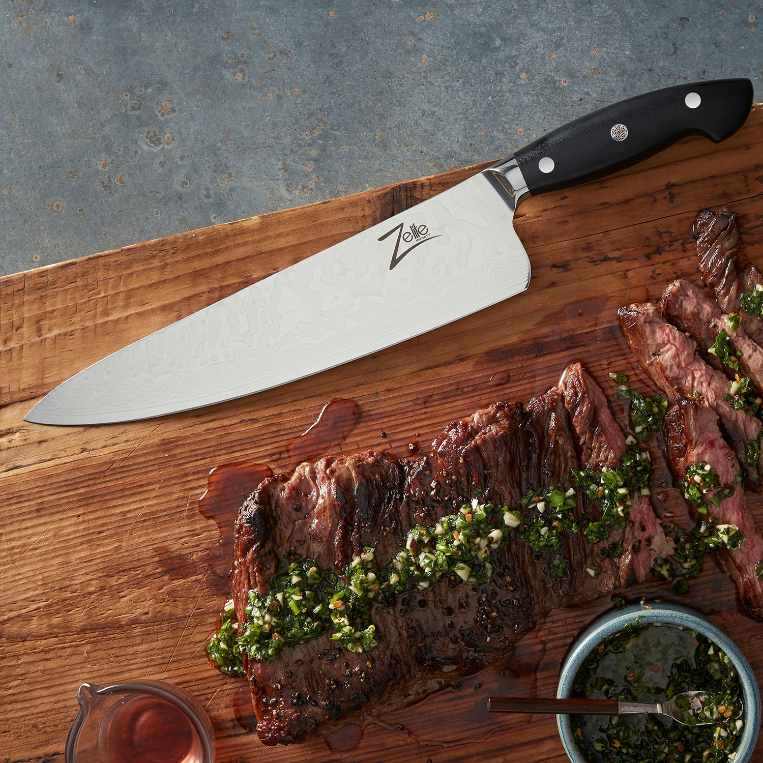 Zelite Infinity by Klarstein Executive-Plus, 10" kuchársky nôž, 61 HRC, damašková oceľ – Obrázok 2