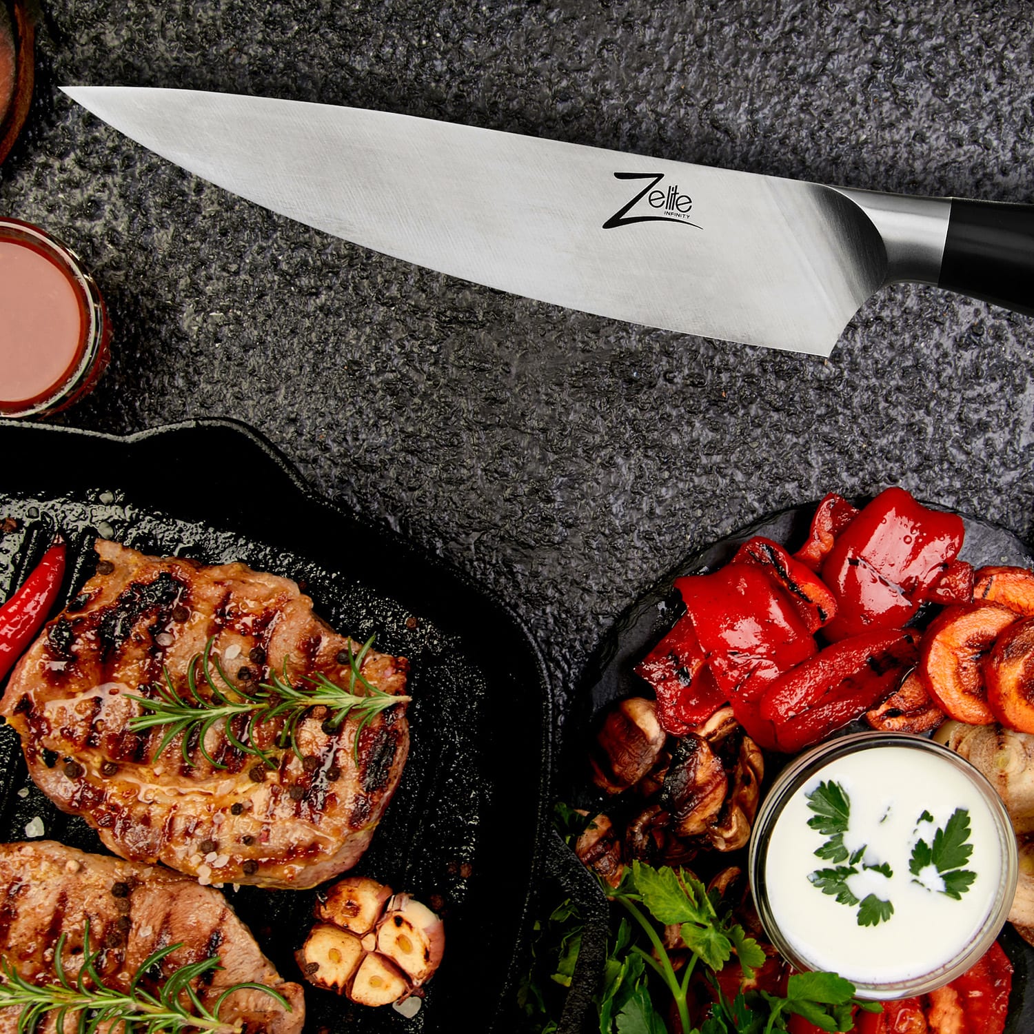 Zelite Infinity by Klarstein Comfort Pro, 8" nôž šéfkuchára, 56 HRC, nehrdzavejúca oceľ – Obrázok 2