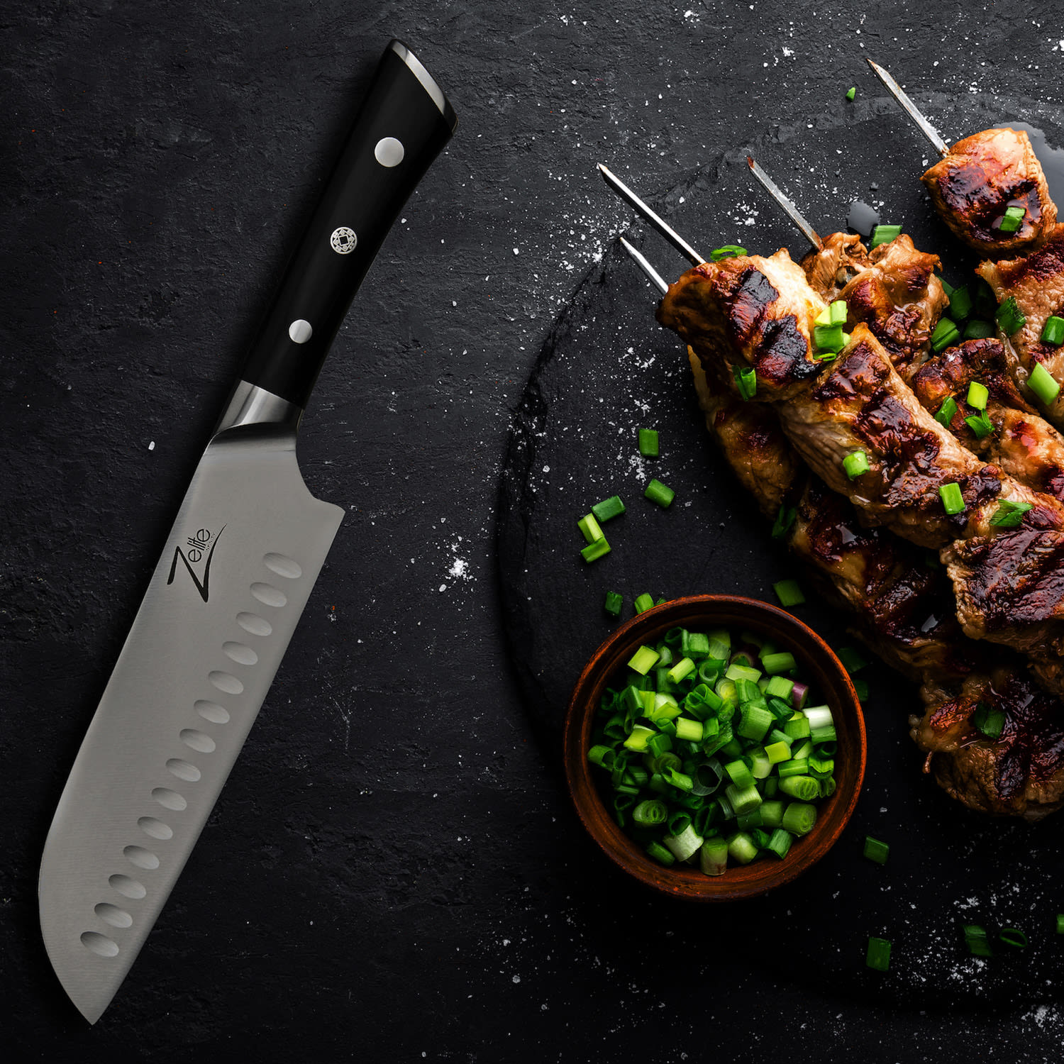 Zelite Infinity by Klarstein Razor-Edge, 7" nôž santoku, 59 HRC, nehrdzavejúce oceľ – Obrázok 3