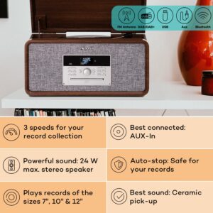 Auna Mary Ann, gramofón, 33 ⅓ / 45 / 78 otáčok/min, CD, DAB+, UKW, BT, USB