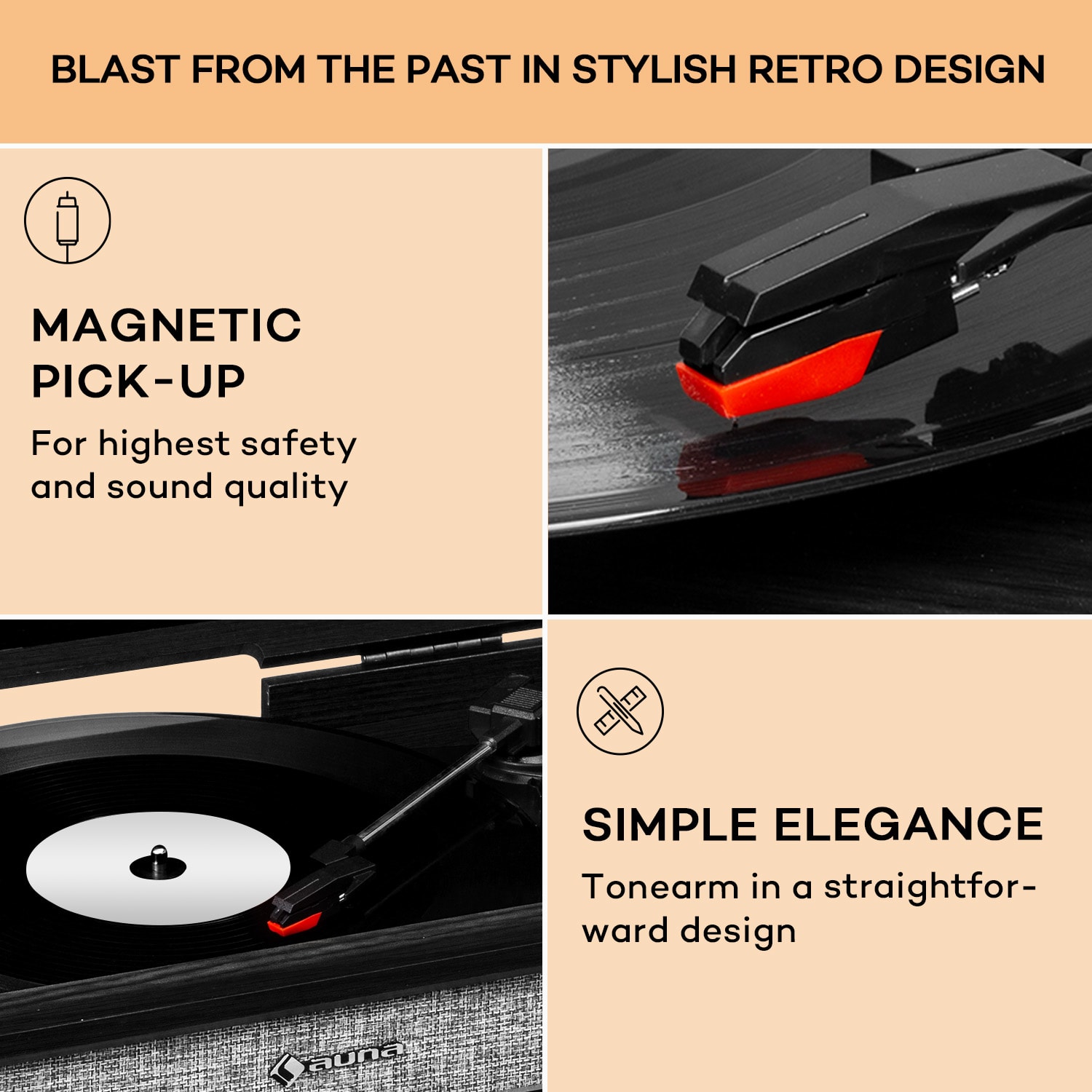 Auna Bella Ann, stereo systém, gramofón, rádio DAB+/UKW, USB, bluetooth – Obrázok 4