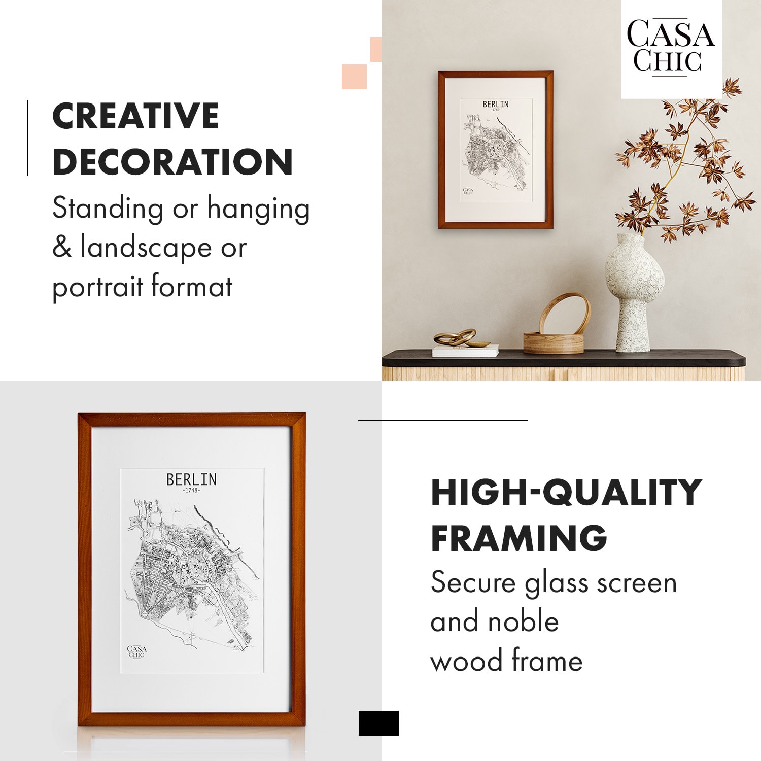 Casa Chic Kenton, rám na obrázky, obdĺžnikový, A3, pasparta, sklo – Obrázok 2