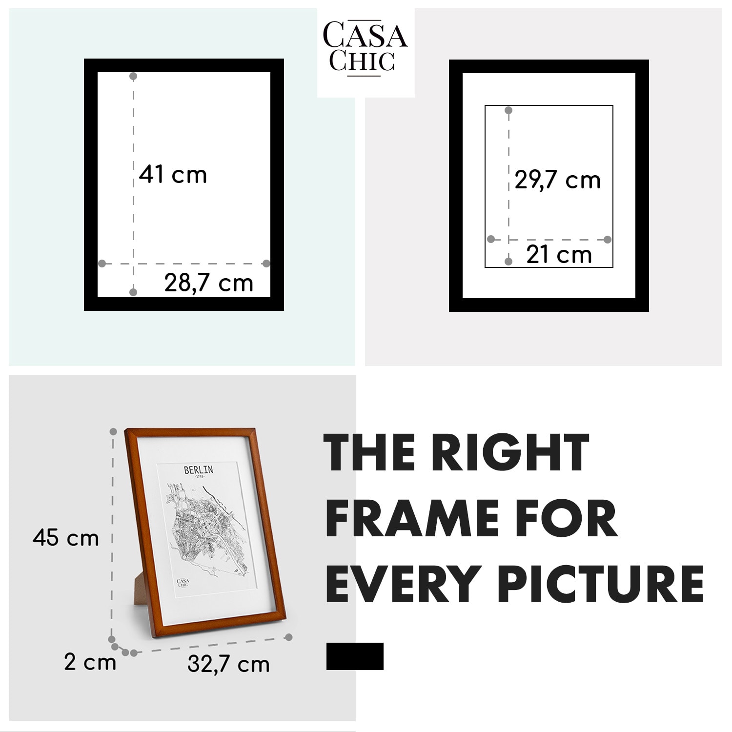 Casa Chic Kenton, rám na obrázky, obdĺžnikový, A3, pasparta, sklo – Obrázok 4