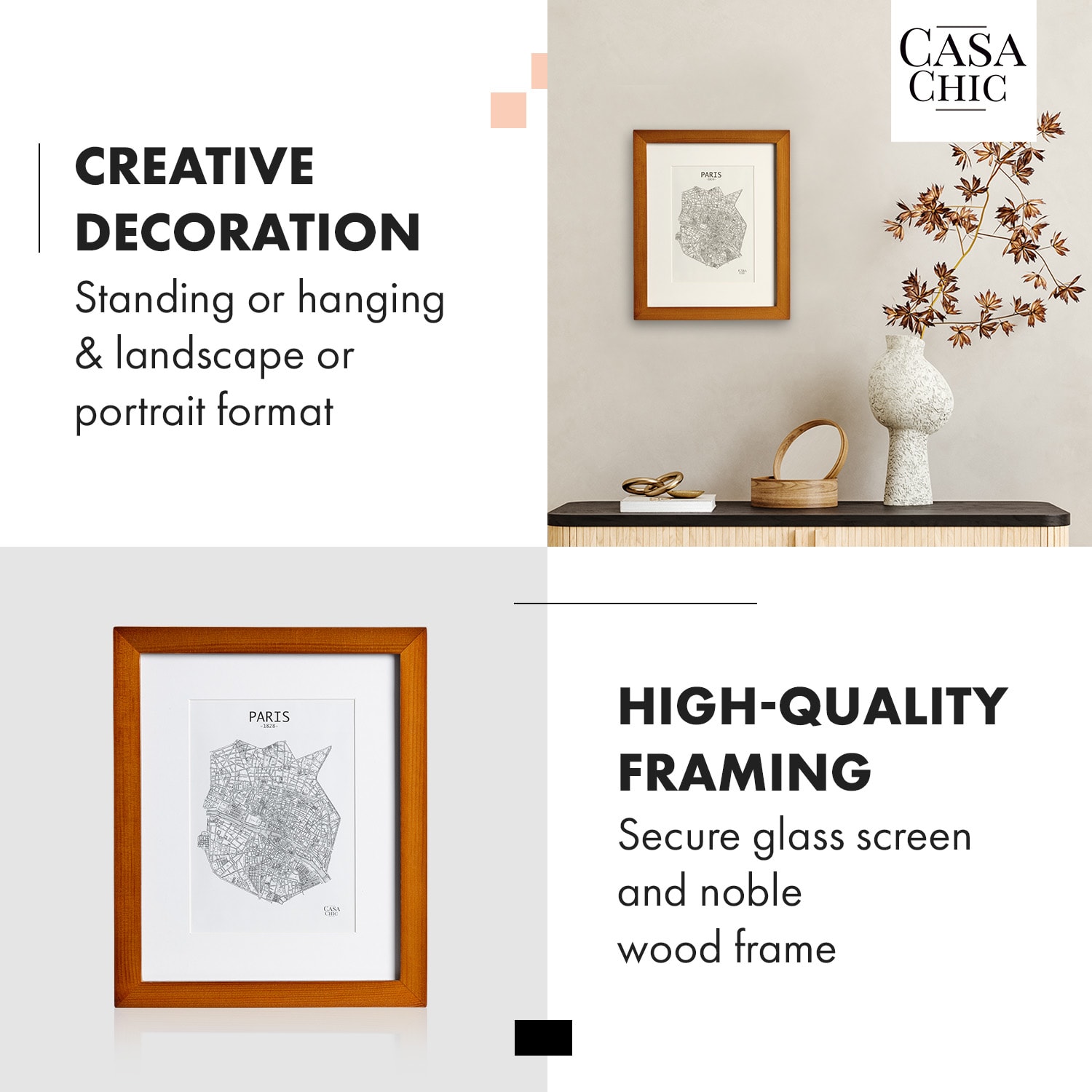 Casa Chic Kenton, rám na obrázky, obdĺžnikový, 25 x 20 cm, pasparta, sklo – Obrázok 2