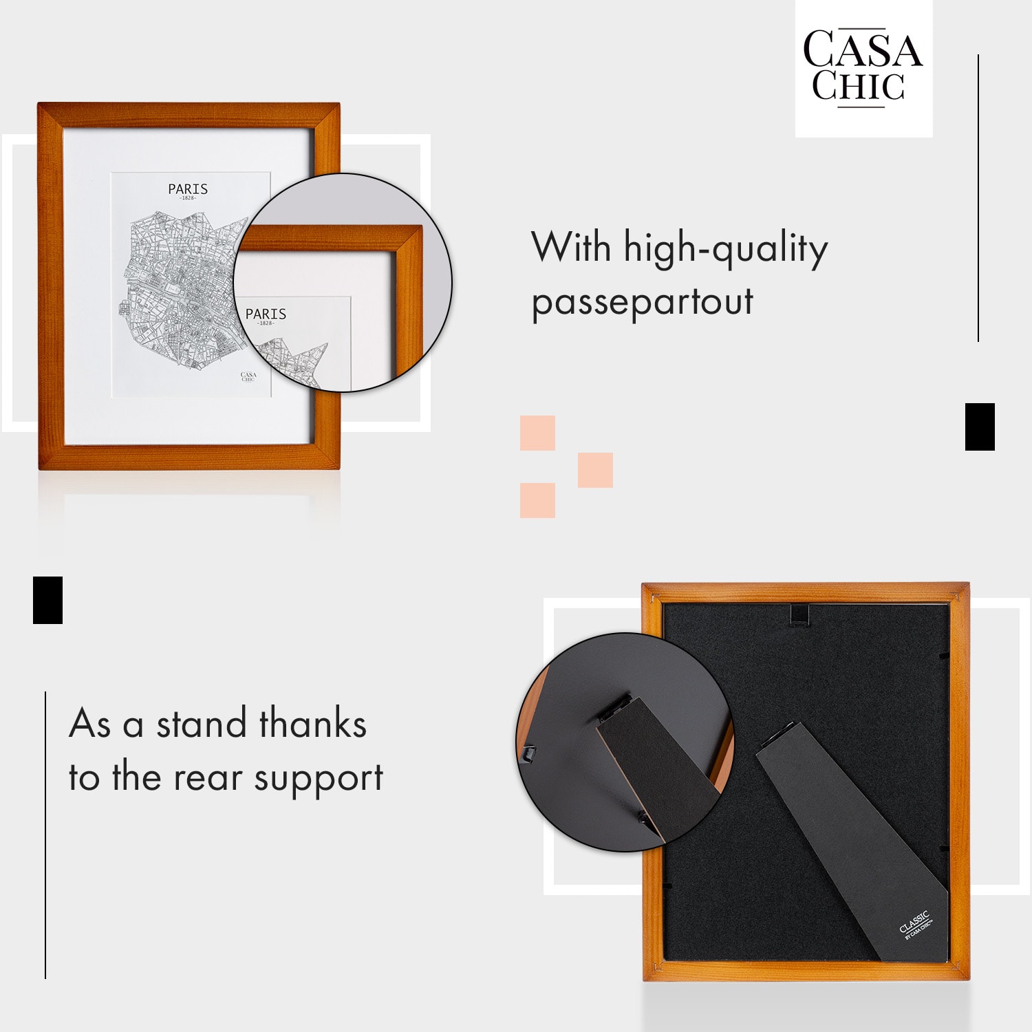 Casa Chic Kenton, rám na obrázky, obdĺžnikový, 25 x 20 cm, pasparta, sklo – Obrázok 3