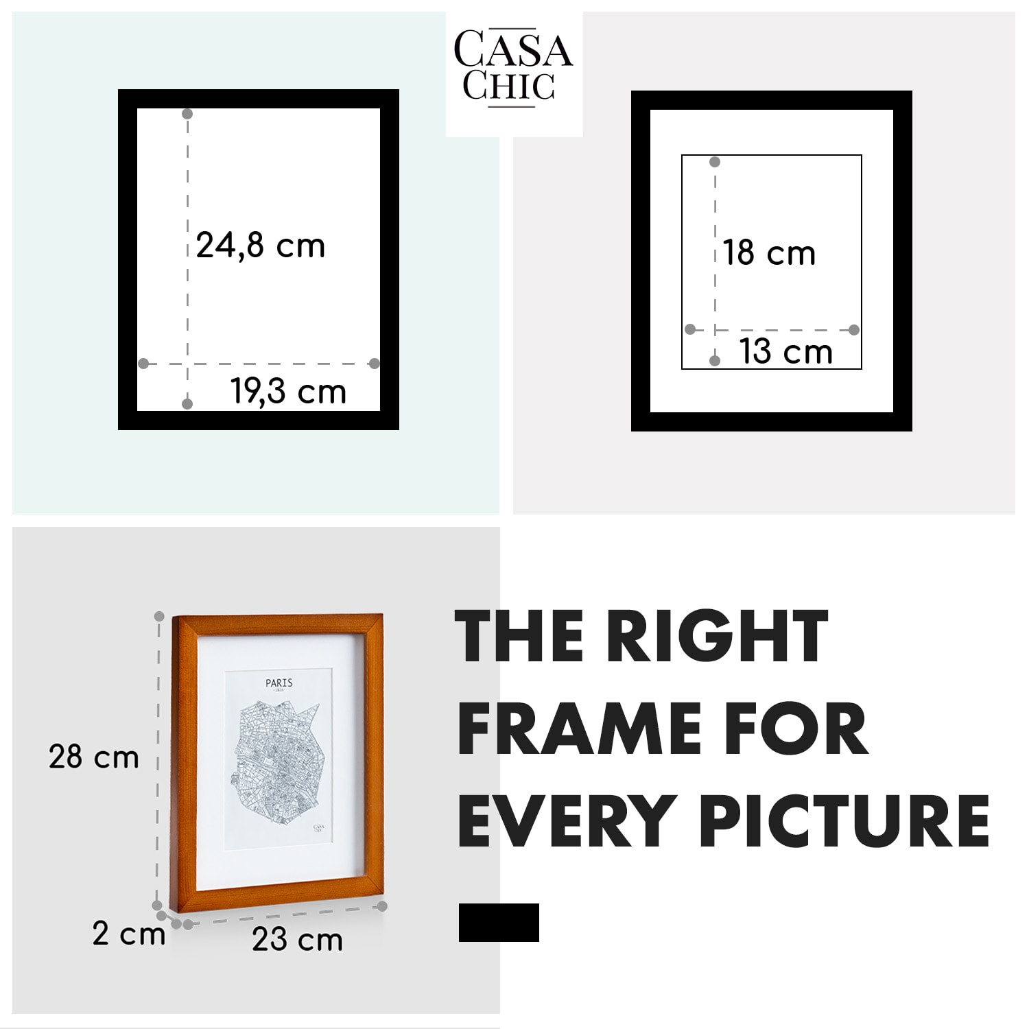 Casa Chic Kenton, rám na obrázky, obdĺžnikový, 25 x 20 cm, pasparta, sklo – Obrázok 4