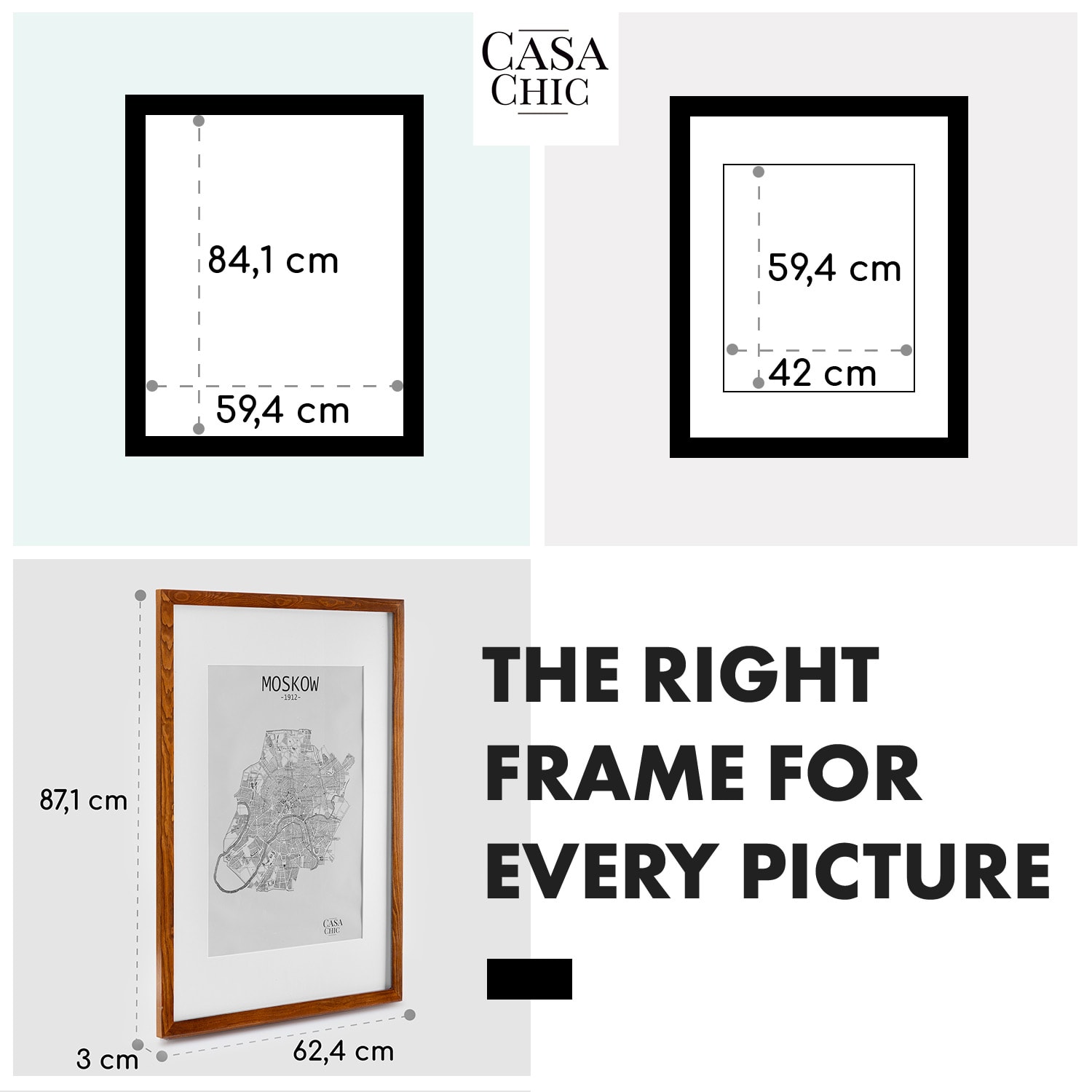 Casa Chic Kenton, rám na obrázky, obdĺžnikový, DIN A1, pasparta, plexisklo – Obrázok 4