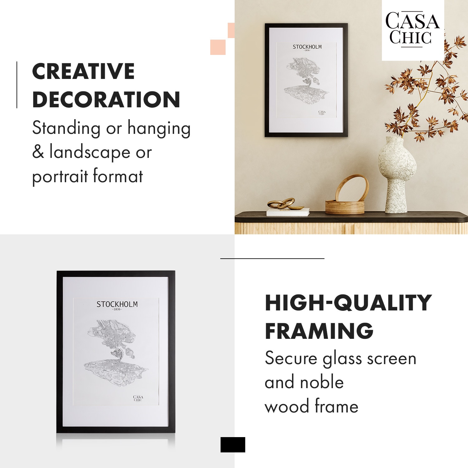 Casa Chic Kenton, rám na obrázky, obdĺžnikový, 70 x 50 cm, pasparta, plexisklo – Obrázok 2