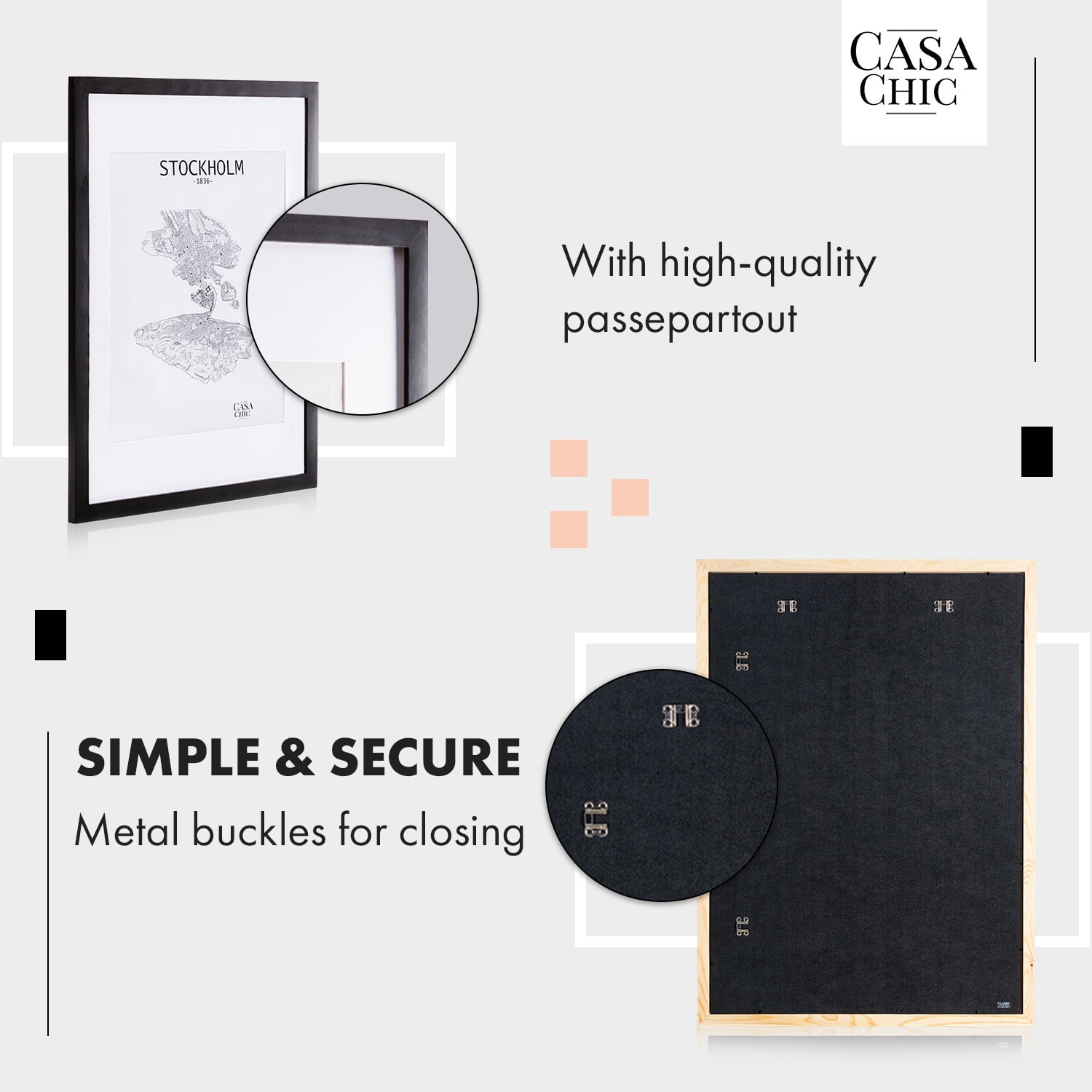 Casa Chic Kenton, rám na obrázky, obdĺžnikový, 70 x 50 cm, pasparta, plexisklo – Obrázok 3