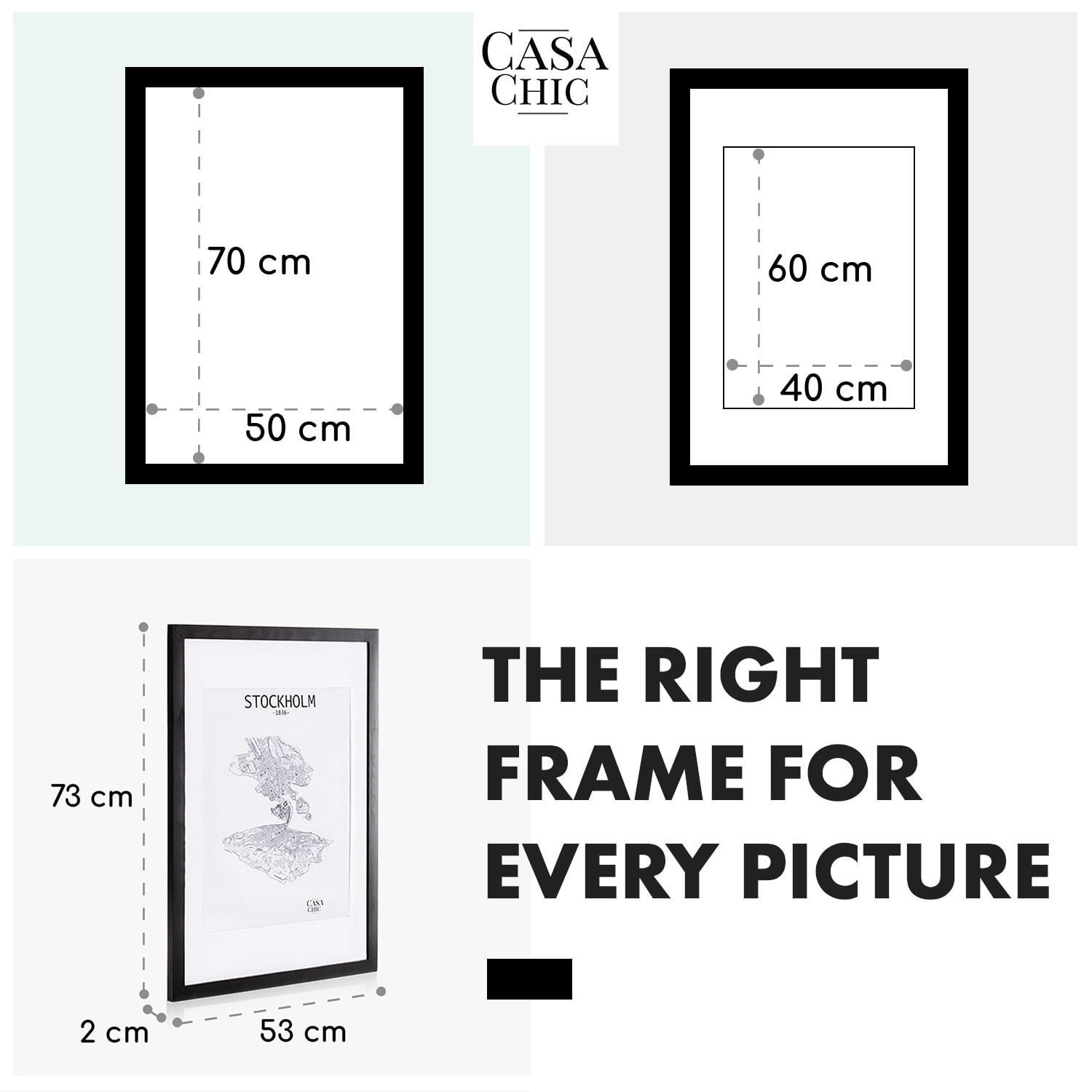 Casa Chic Kenton, rám na obrázky, obdĺžnikový, 70 x 50 cm, pasparta, plexisklo – Obrázok 4