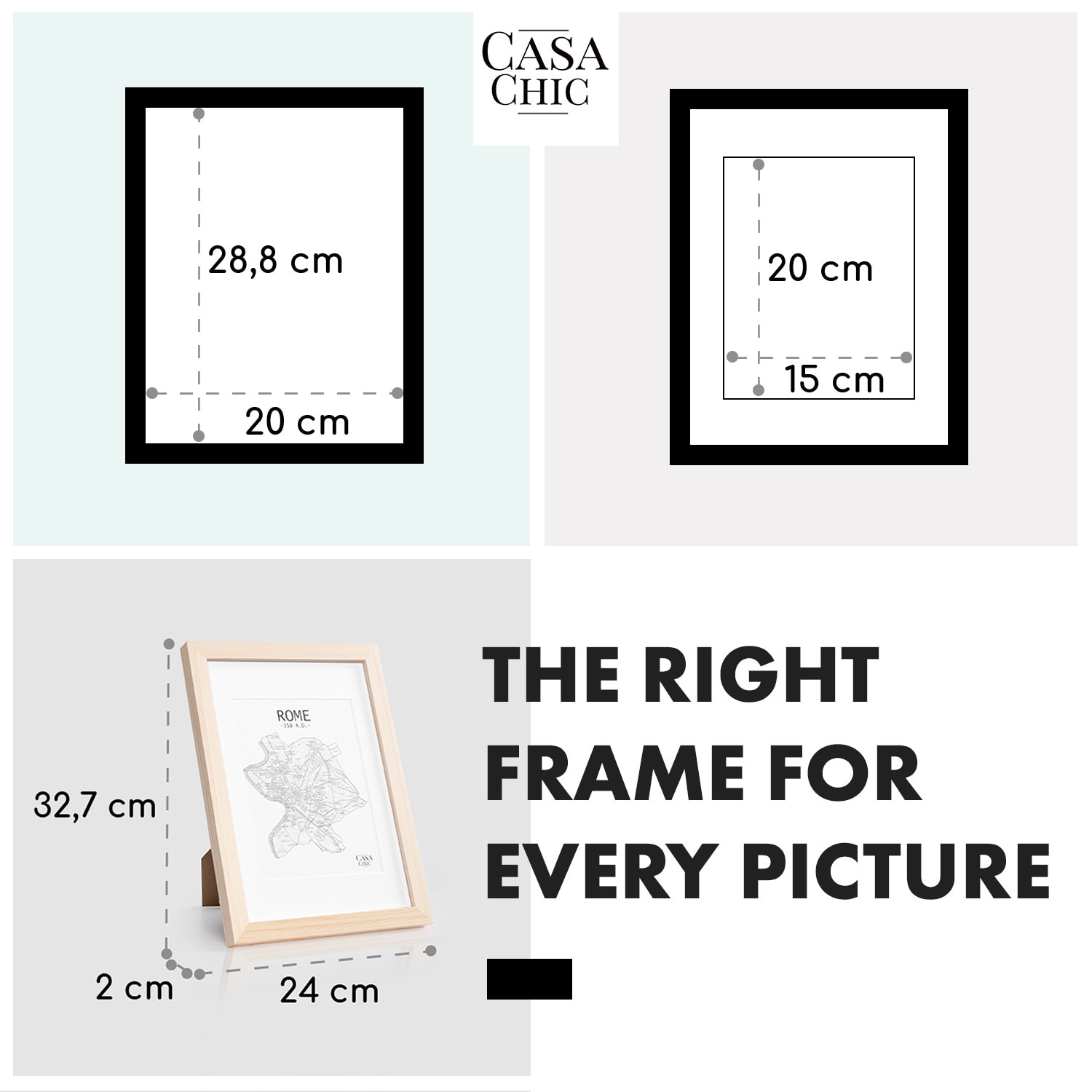 Casa Chic Edinburgh, rám na obrázky, obdĺžnikový, A4 fotky 28,8 x 20 cm, pasparta, pravé drevo – Obrázok 4