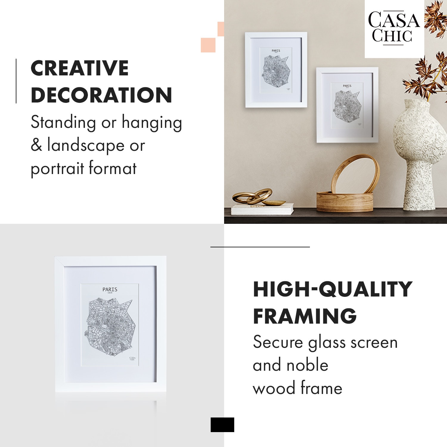 Casa Chic Everton, rám na obrázky, obdĺžnikový, fotky 24,8 x 19,3 cm, pasparta, sklo – Obrázok 2