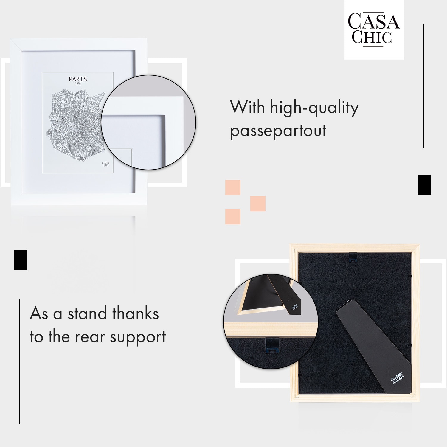 Casa Chic Everton, rám na obrázky, obdĺžnikový, fotky 24,8 x 19,3 cm, pasparta, sklo – Obrázok 3