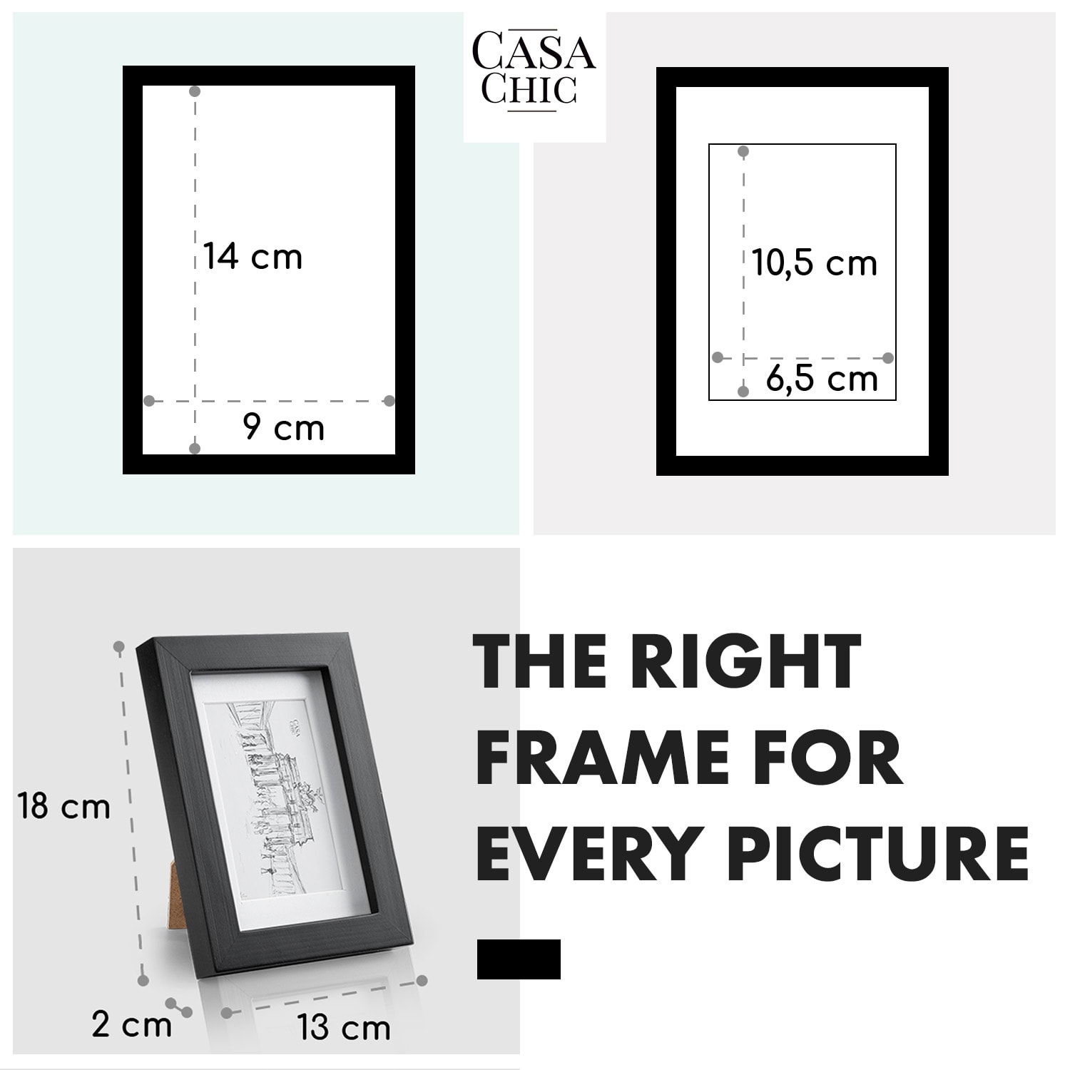 Casa Chic Brighton, rámy na obrázky, sada 3 rámov, sklo, 10 x 15 cm s paspartou, pravé drevo – Obrázok 4