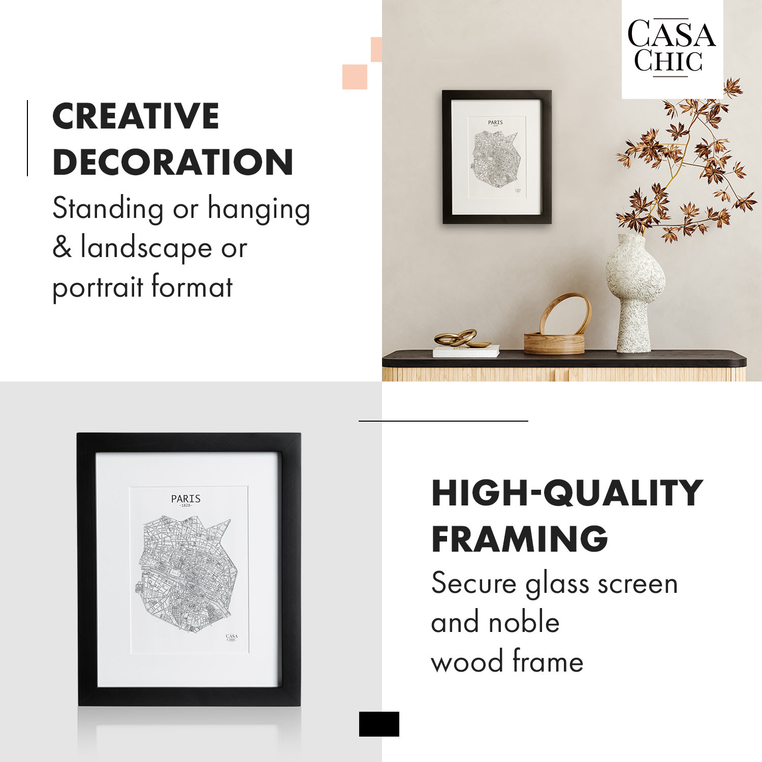 Casa Chic Brighton, rám na obrázky, sklo, 20 x 25 cm s paspartou, pravé drevo – Obrázok 2