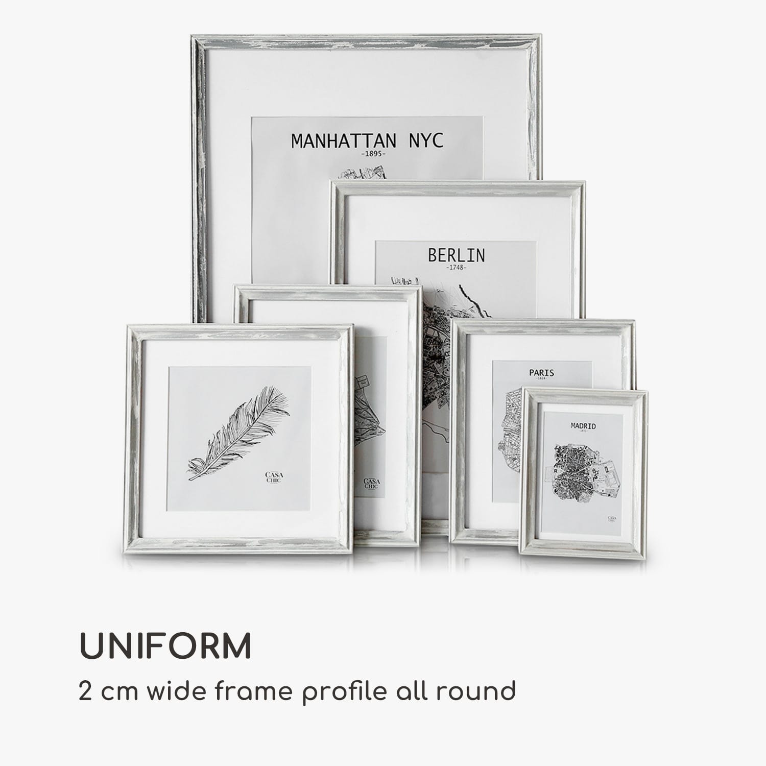 Casa Chic Lancaster, rám na obrázky, obdĺžnikový, DIN A4 fotky, pasparta, drevo – Obrázok 5