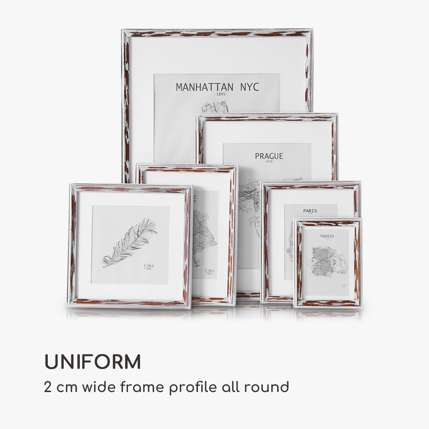 Casa Chic Lancaster, rám na obrázky, obdĺžnikový, DIN A4 fotky, pasparta, drevo – Obrázok 5