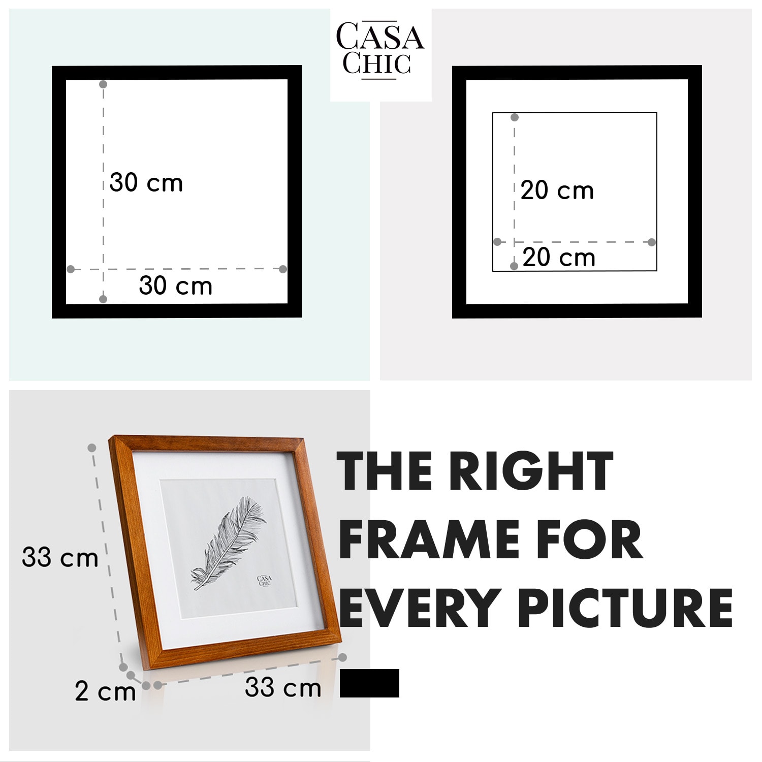 Casa Chic Bristol, rám na obrázky, sklo, 30 x 30 cm s paspartou, pravé drevo – Obrázok 4