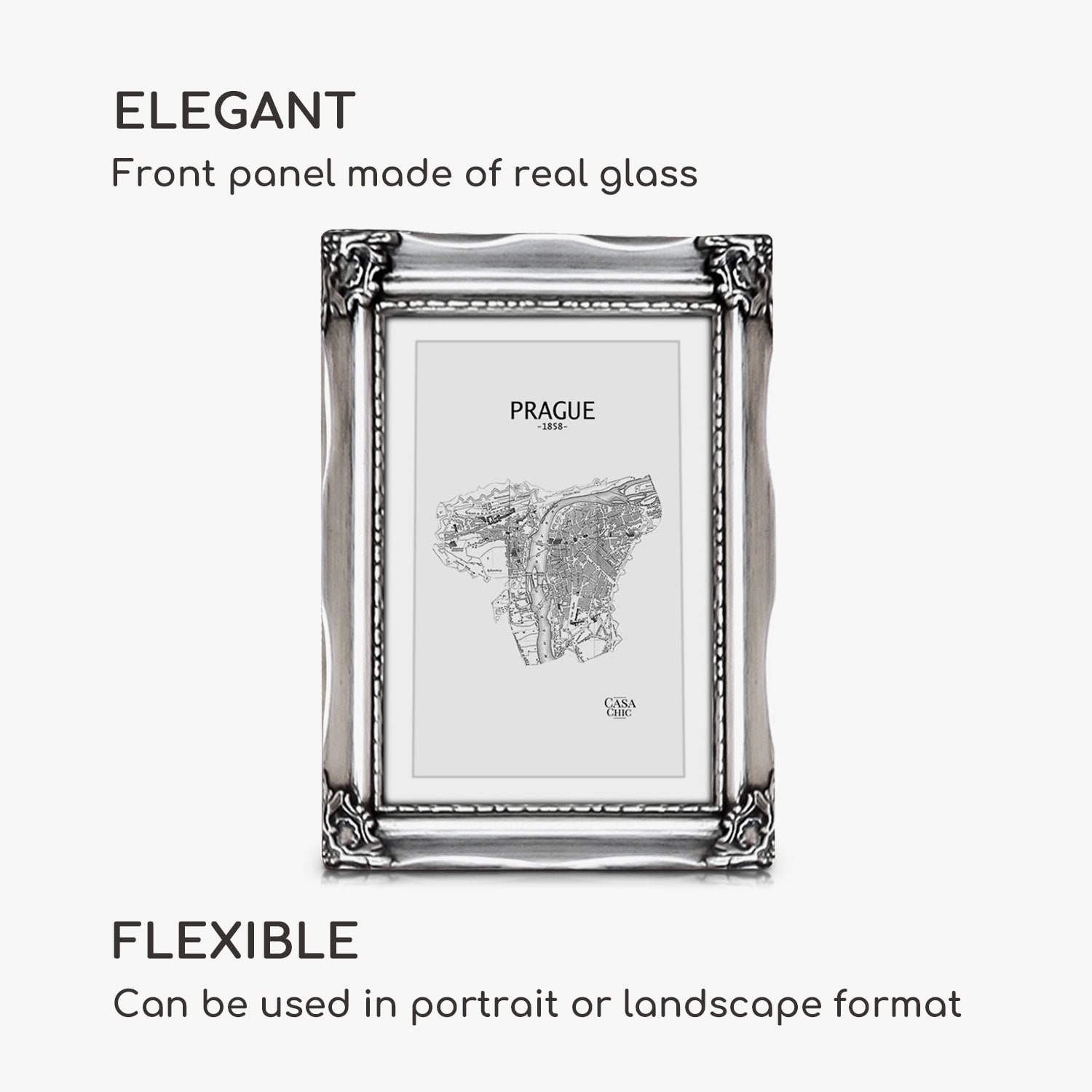 Casa Chic Regent, obrazový rám, obdĺžnikový, 17 × 12 cm fotky, pasparta, sklo, rokoko – Obrázok 2