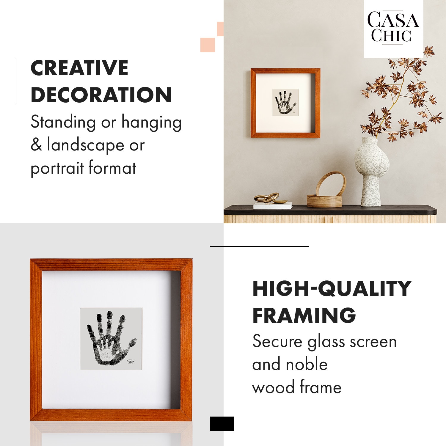 Casa Chic Camden, rám na obrázky, 23 x 23 cm a 10 x 10 cm, pasparta, pravé drevo – Obrázok 2