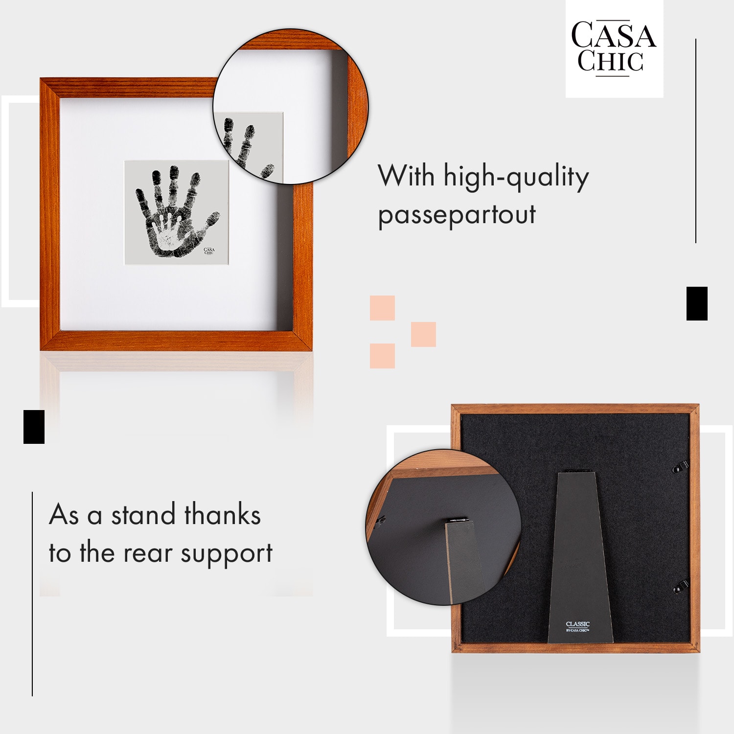 Casa Chic Camden, rám na obrázky, 23 x 23 cm a 10 x 10 cm, pasparta, pravé drevo – Obrázok 3