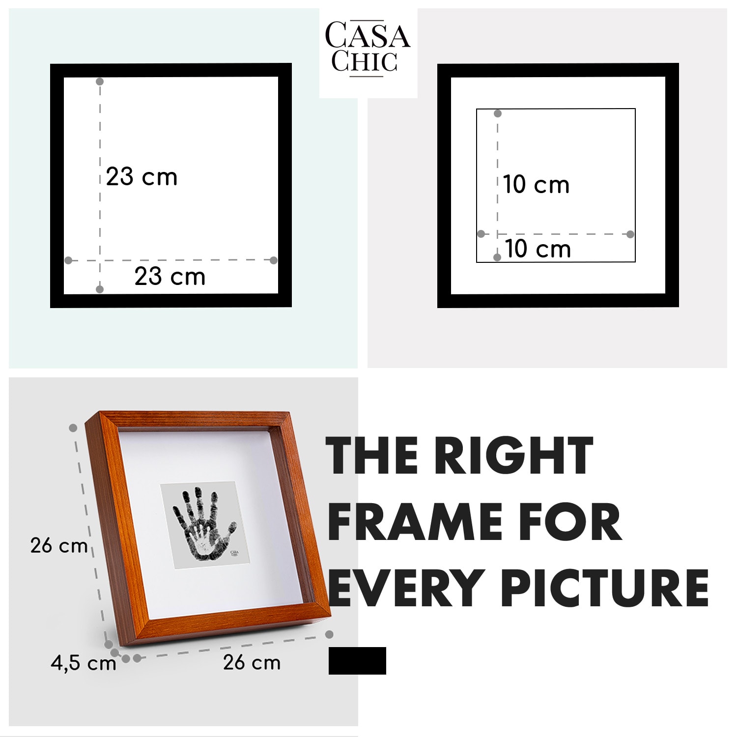 Casa Chic Camden, rám na obrázky, 23 x 23 cm a 10 x 10 cm, pasparta, pravé drevo – Obrázok 4