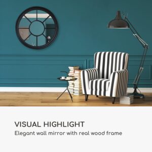 Casa Chic Leeds Nástenné zrkadlo s okrúhlym rámom z pravého dreva Ø 90 cm