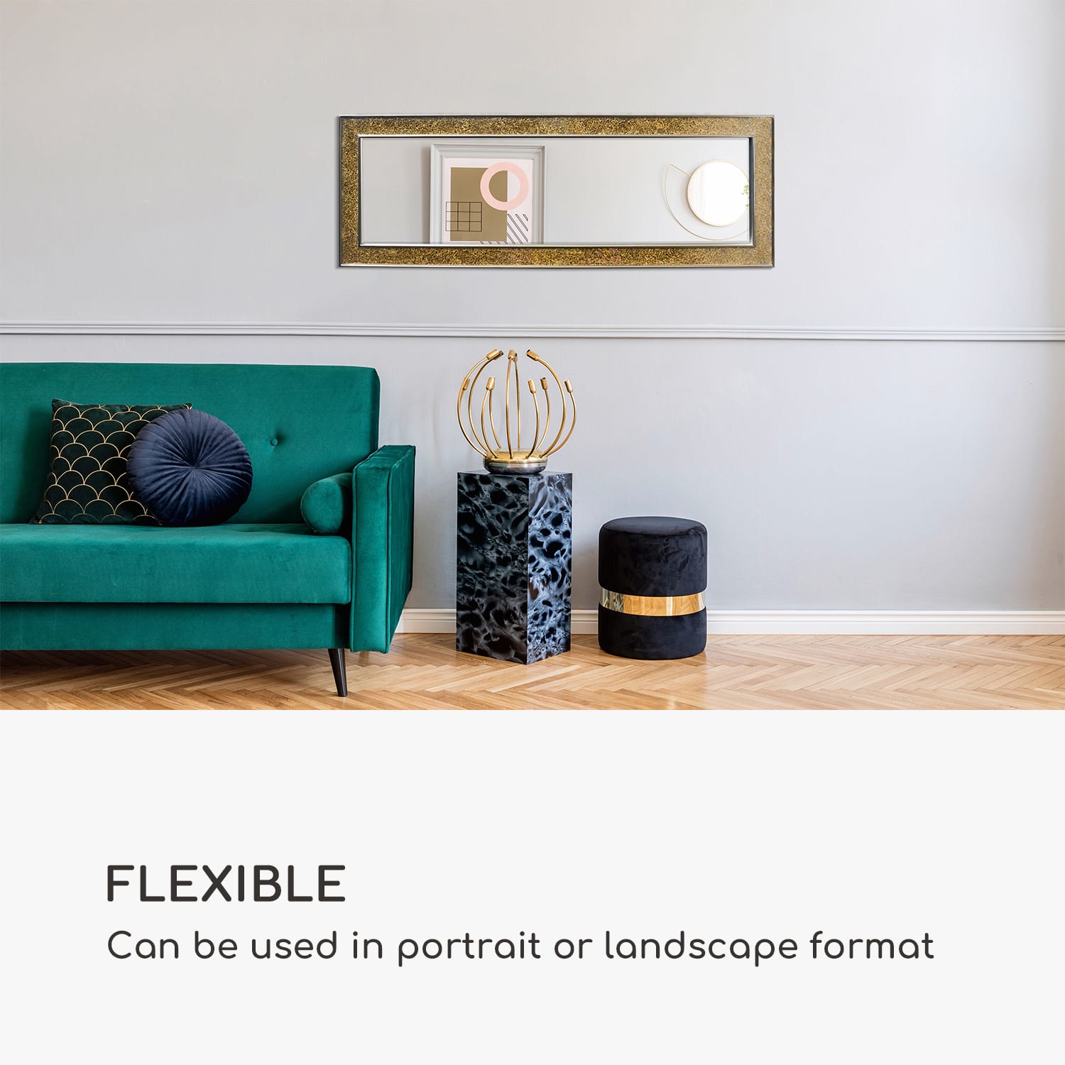 Casa Chic Norwich Zrkadlo Obdĺžnikový drevený rám 130 x 45 cm Mozaikový dizajn